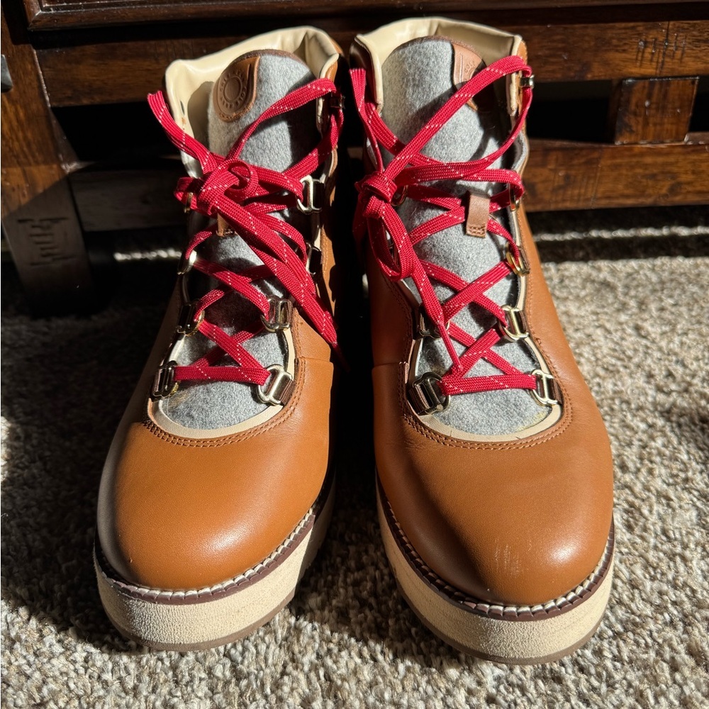Cole Haan Women's ZeroGrand Waterproof Wedge Hiker Booties Brown Leather - Picture 3 of 13